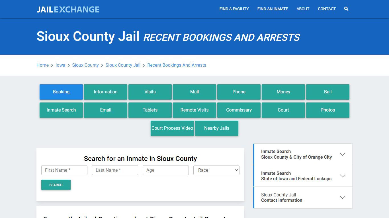 Sioux County Jail IA Recent Arrests and Bookings - Jail Exchange